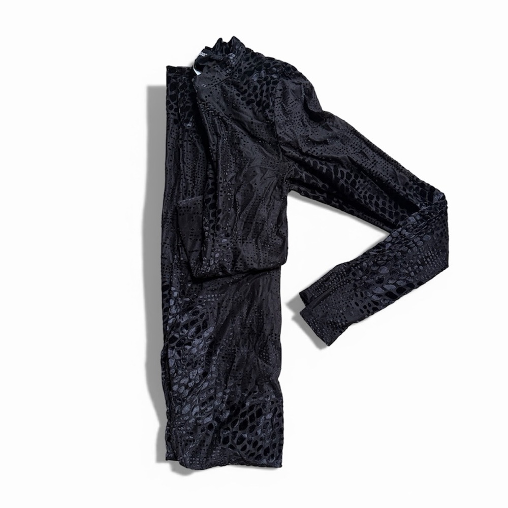 NWOT Spirithoods Black Snakeskin Burnout Velvet Full Bodysuit - Picture 5 of 6